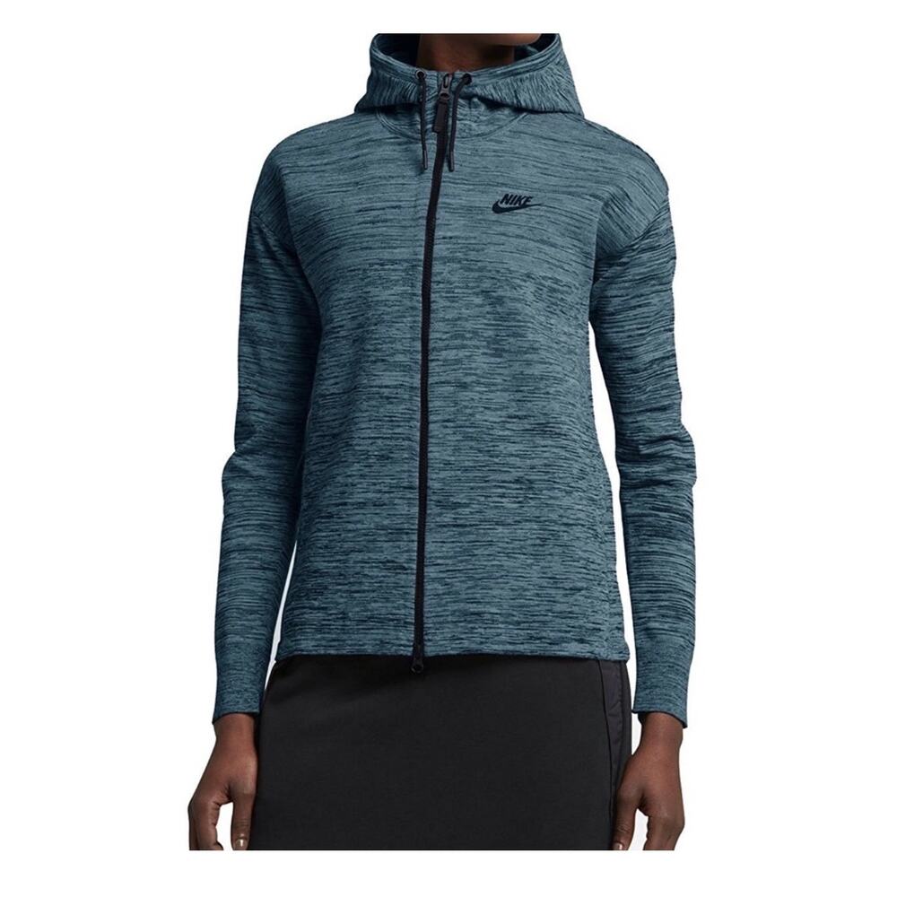 Nike Women's Small Tech Knit Split Back Zip Up Hoodie Women's Blue